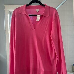 J. Crew Women's Bright Pink Collared Blouse